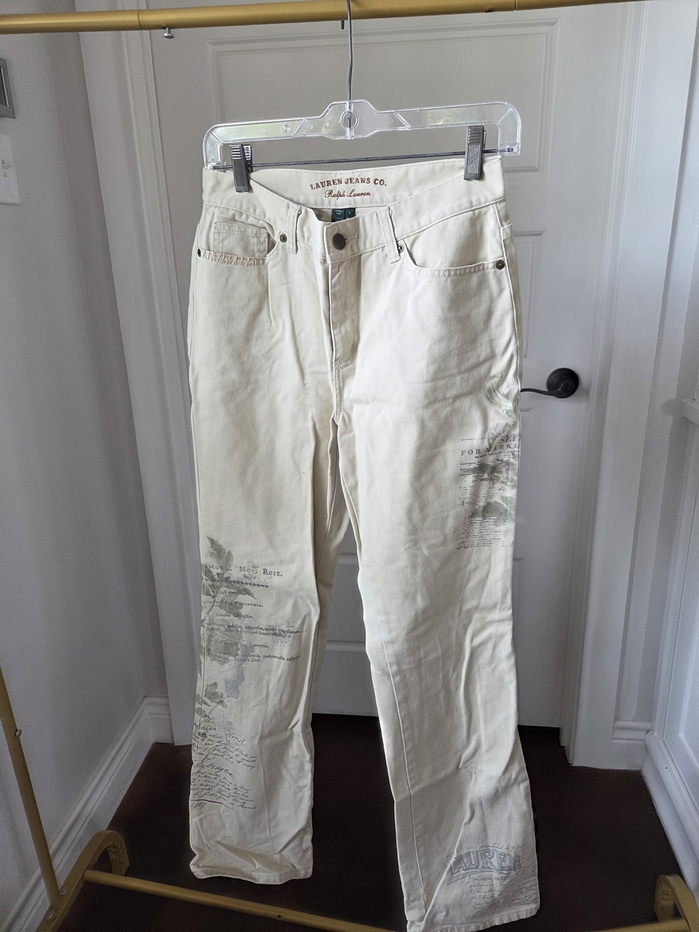 Ralph Lauren Cream Straight-Leg Jeans with Botanical Print